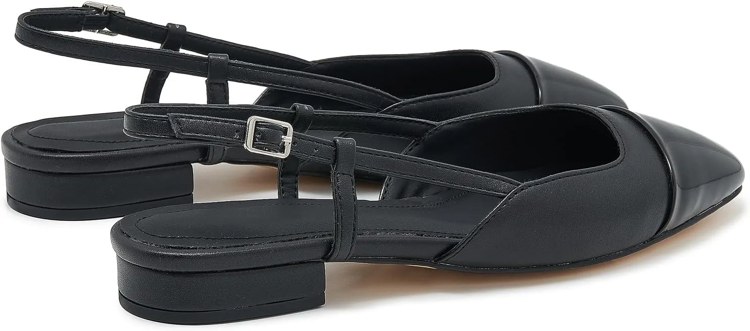 Slingback Flats for Women Cap Toe Two Tone Flat Pumps Work Office Shoes