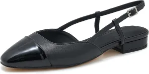 Slingback Flats for Women Cap Toe Two Tone Flat Pumps Work Office Shoes