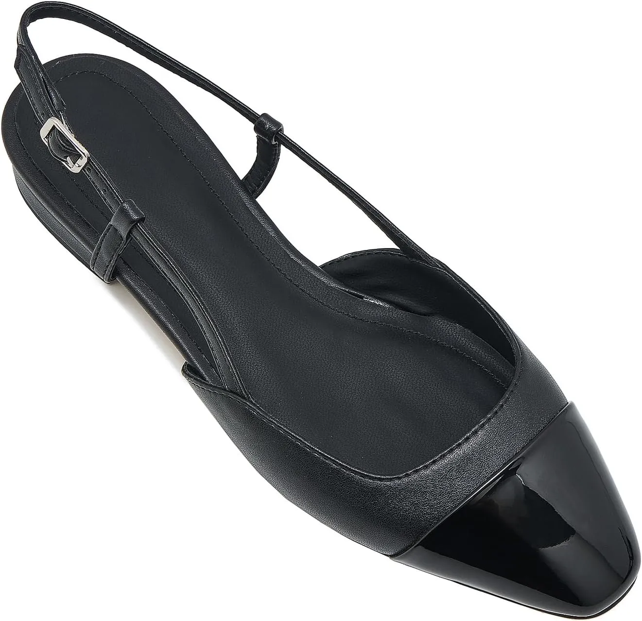 Slingback Flats for Women Cap Toe Two Tone Flat Pumps Work Office Shoes