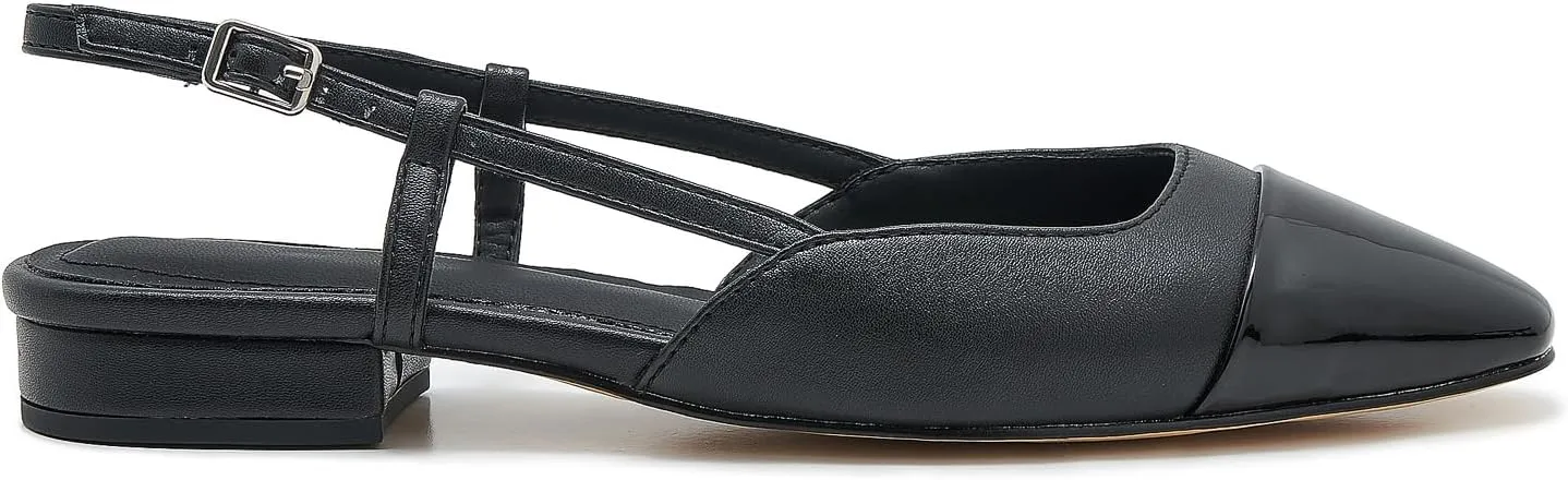 Slingback Flats for Women Cap Toe Two Tone Flat Pumps Work Office Shoes