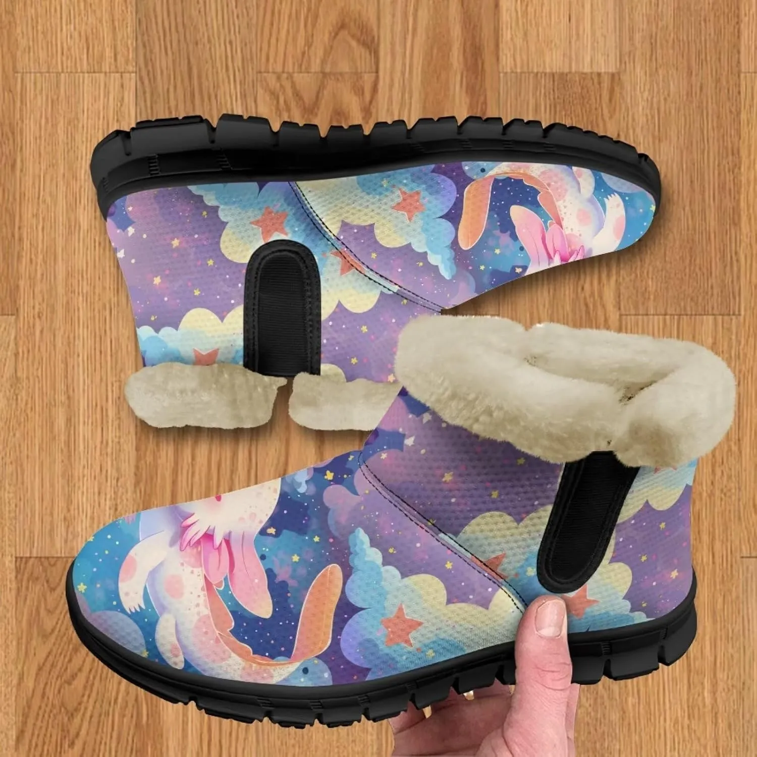 Snow Boots for Women Cute Animal Print Warm Ankle Booties Anti-Slip Waterproof Outdoor Winter Snowboots 6-12