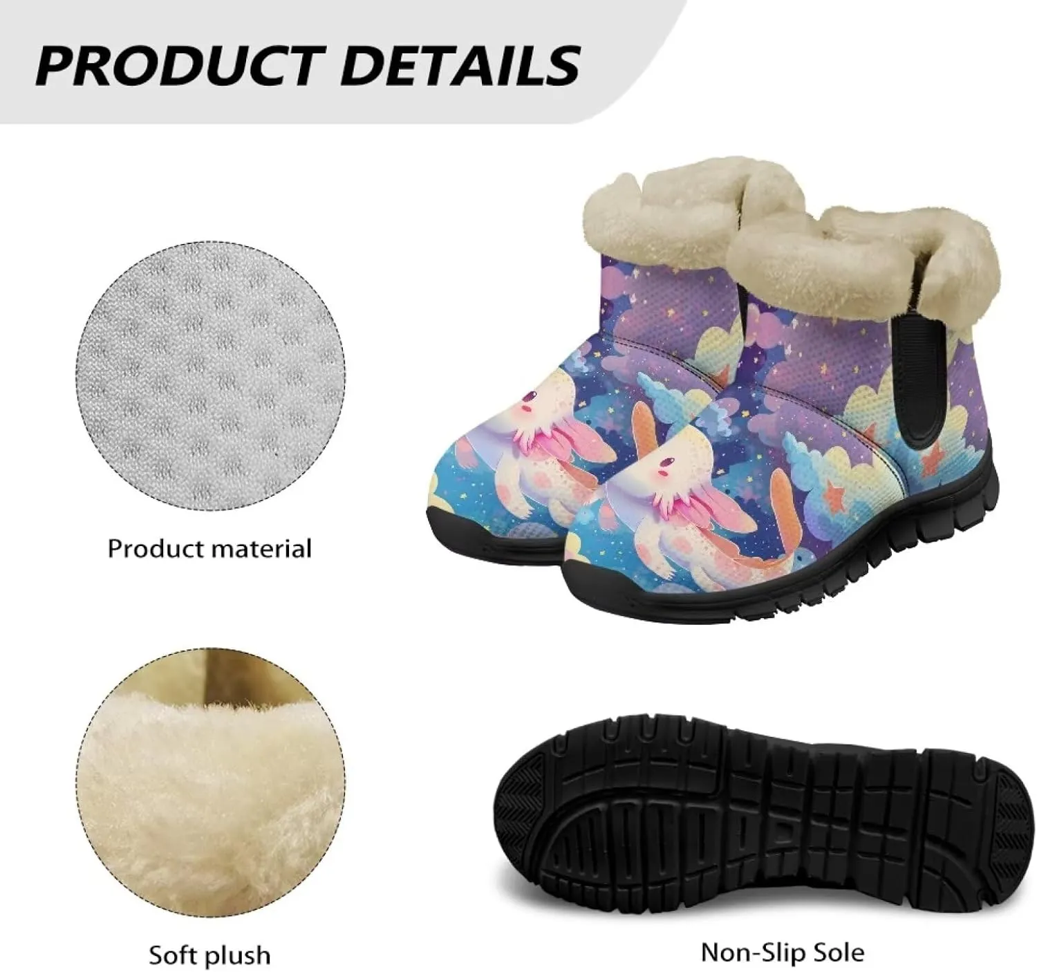 Snow Boots for Women Cute Animal Print Warm Ankle Booties Anti-Slip Waterproof Outdoor Winter Snowboots 6-12
