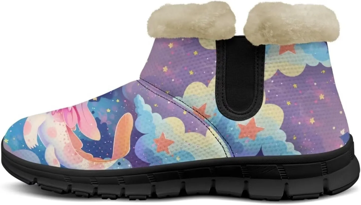 Snow Boots for Women Cute Animal Print Warm Ankle Booties Anti-Slip Waterproof Outdoor Winter Snowboots 6-12