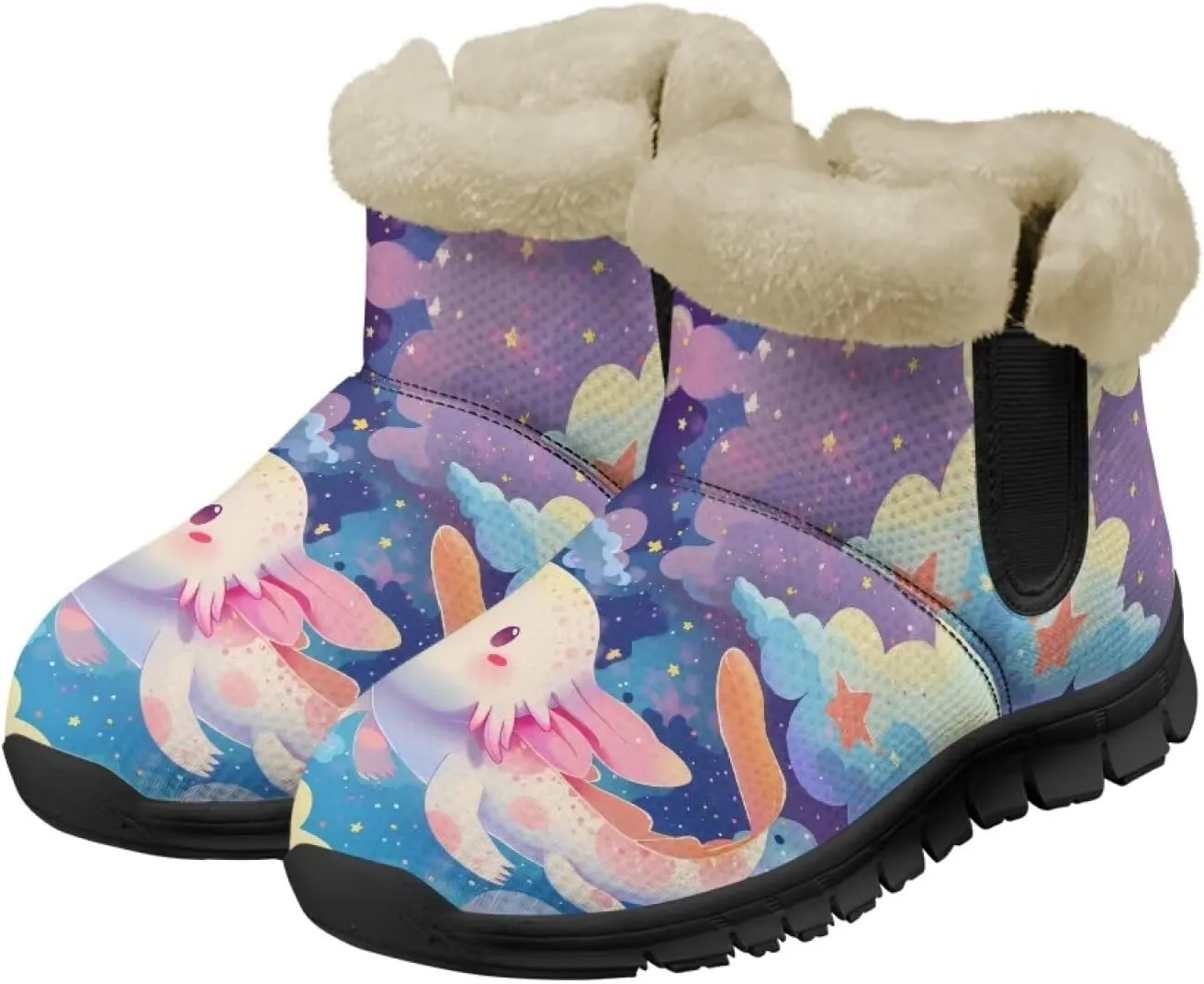 Snow Boots for Women Cute Animal Print Warm Ankle Booties Anti-Slip Waterproof Outdoor Winter Snowboots 6-12