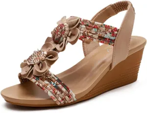 SO SIMPOK Women Casual Roman Wedge Sandals Comfort Summer Walking Slingback Shoes