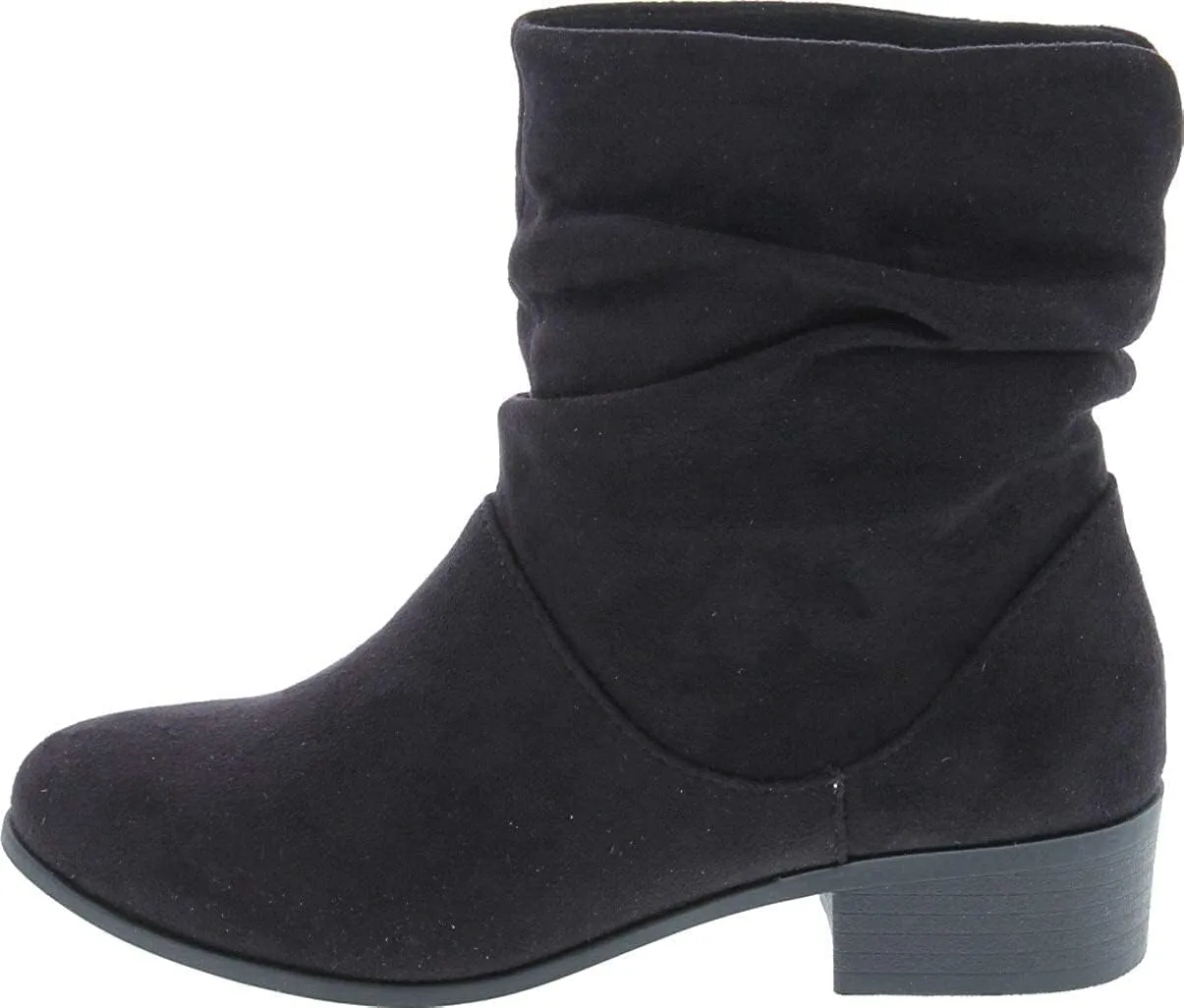 Soda ENERGY ~ Women Slouchy Round Toe Low Block Heel Sueded Ankle Boot