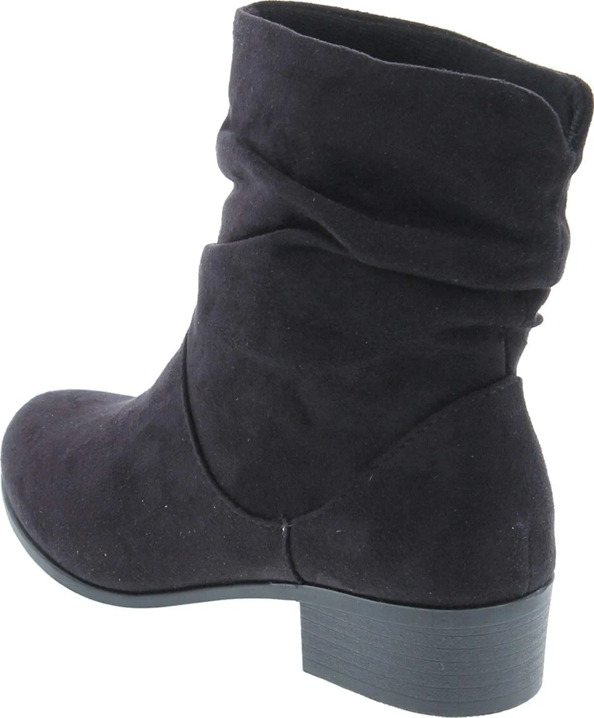 Soda ENERGY ~ Women Slouchy Round Toe Low Block Heel Sueded Ankle Boot