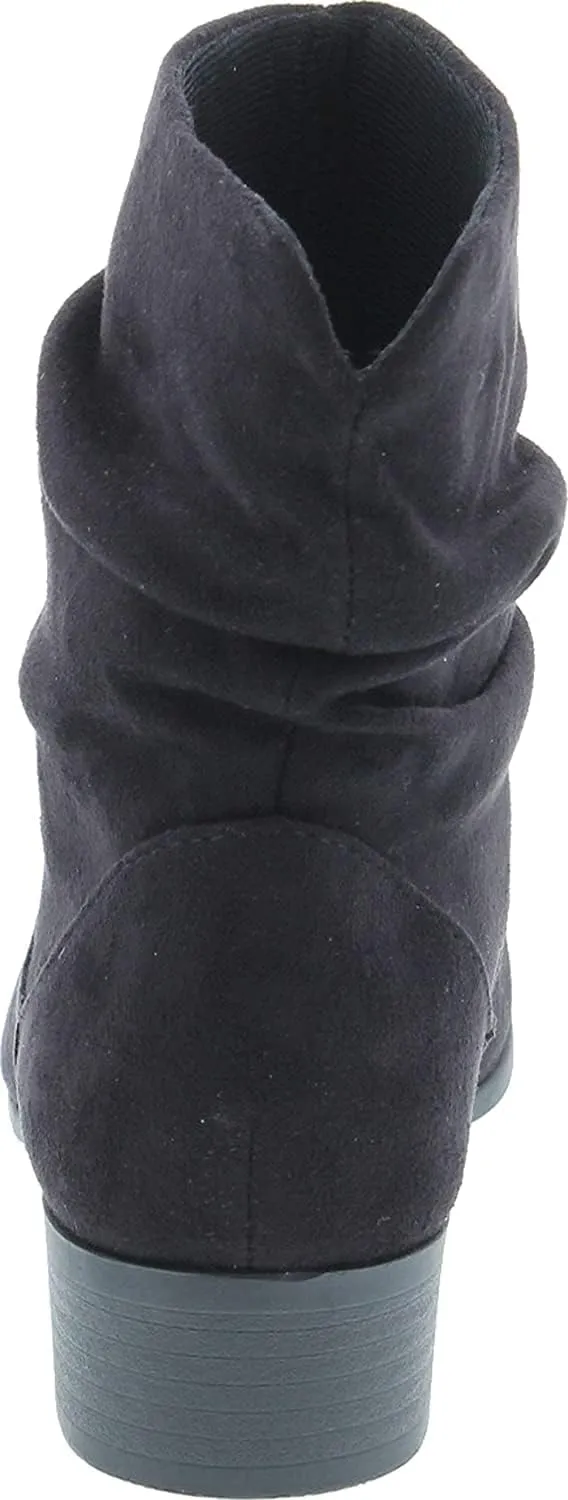 Soda ENERGY ~ Women Slouchy Round Toe Low Block Heel Sueded Ankle Boot