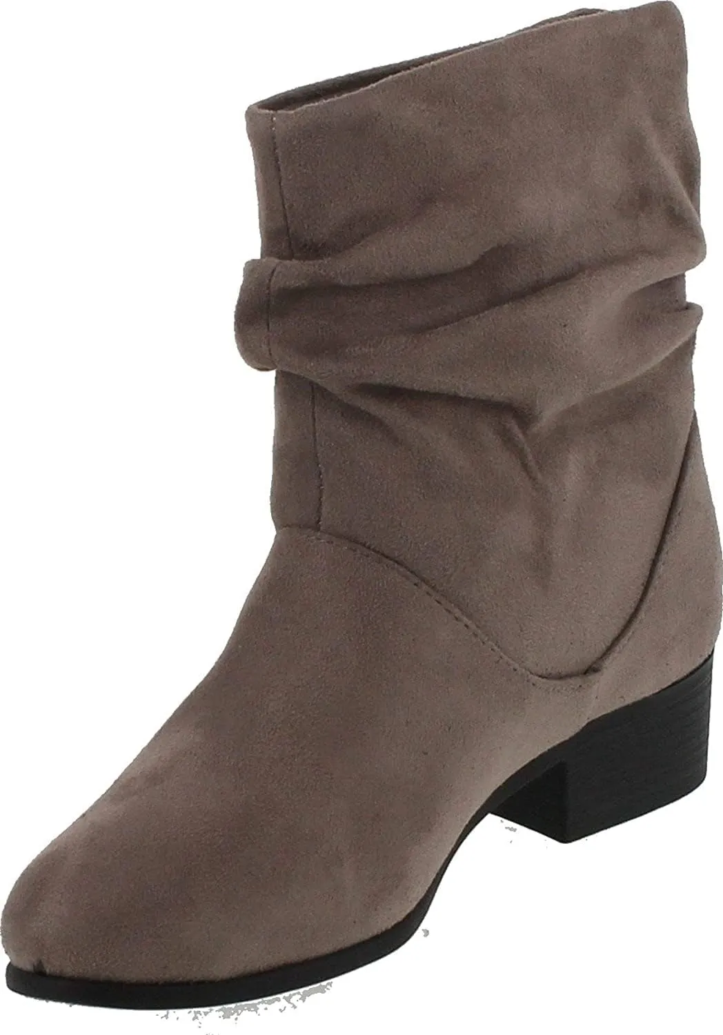 Soda ENERGY ~ Women Slouchy Round Toe Low Block Heel Sueded Ankle Boot