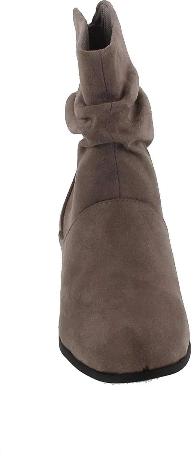 Soda ENERGY ~ Women Slouchy Round Toe Low Block Heel Sueded Ankle Boot