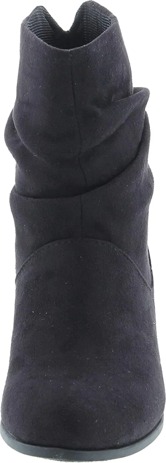 Soda ENERGY ~ Women Slouchy Round Toe Low Block Heel Sueded Ankle Boot