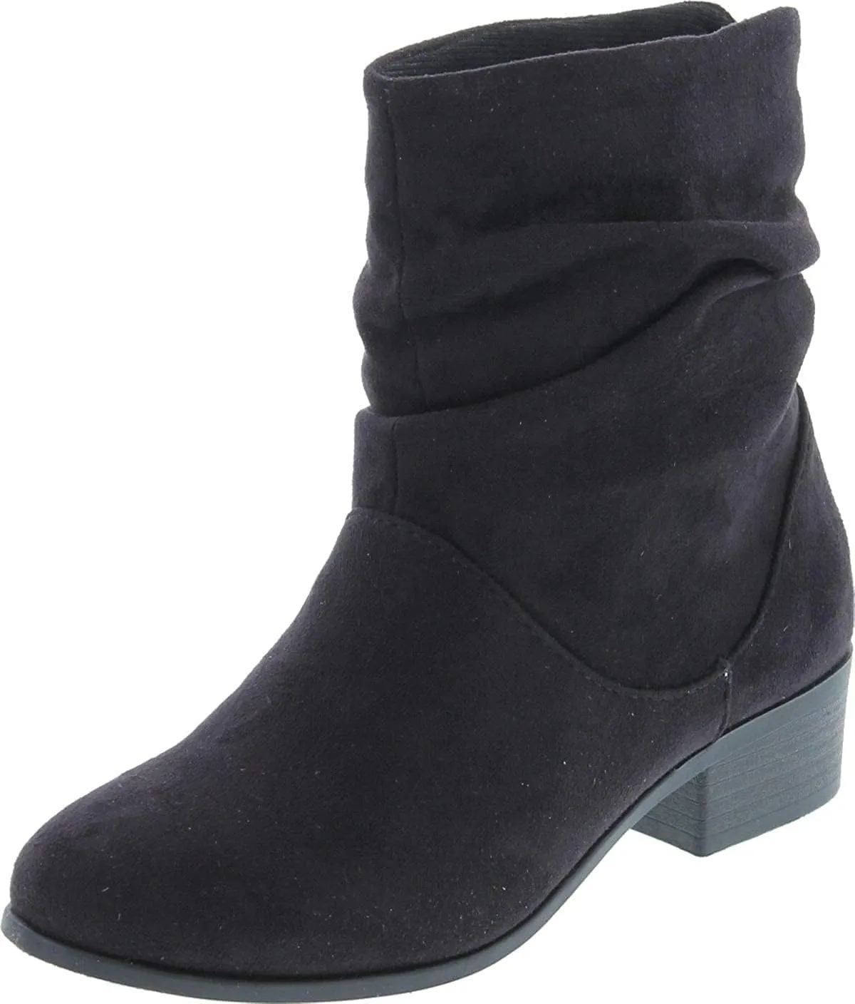 Soda ENERGY ~ Women Slouchy Round Toe Low Block Heel Sueded Ankle Boot