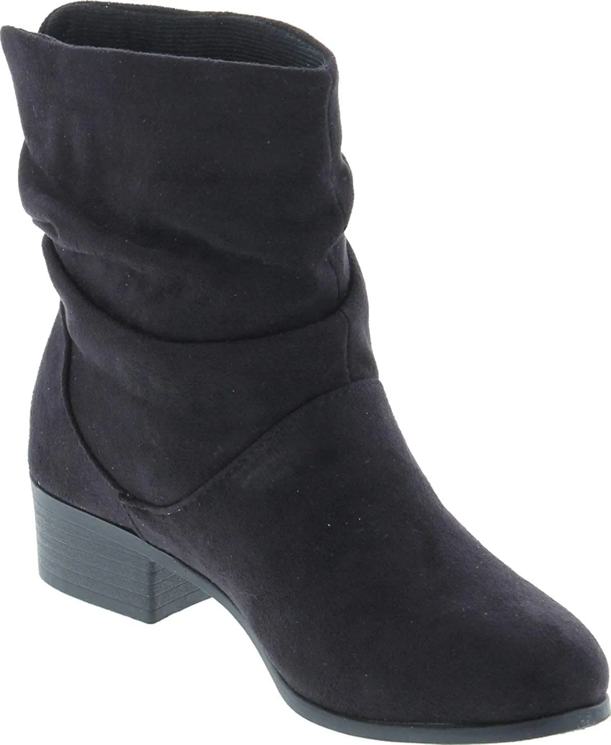 Soda ENERGY ~ Women Slouchy Round Toe Low Block Heel Sueded Ankle Boot
