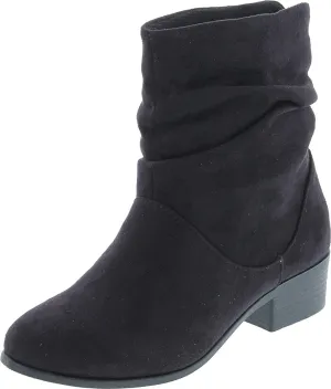 Soda ENERGY ~ Women Slouchy Round Toe Low Block Heel Sueded Ankle Boot
