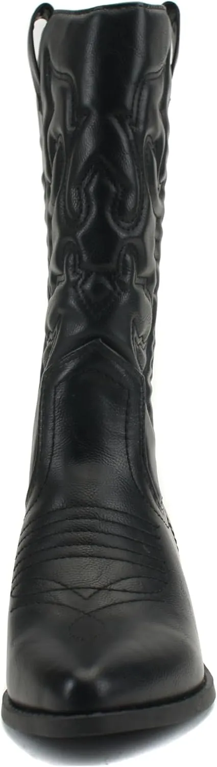 Soda Red Reno Western Cowboy Pointed Toe Knee High Pull On Tabs Boots All-White