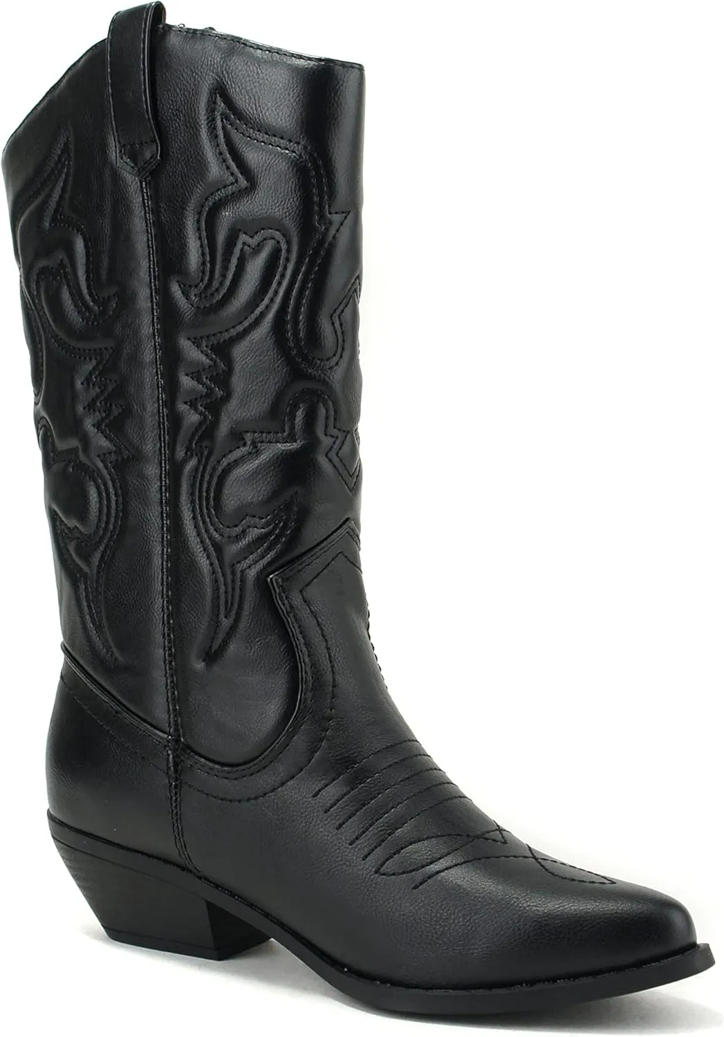 Soda Red Reno Western Cowboy Pointed Toe Knee High Pull On Tabs Boots All-White