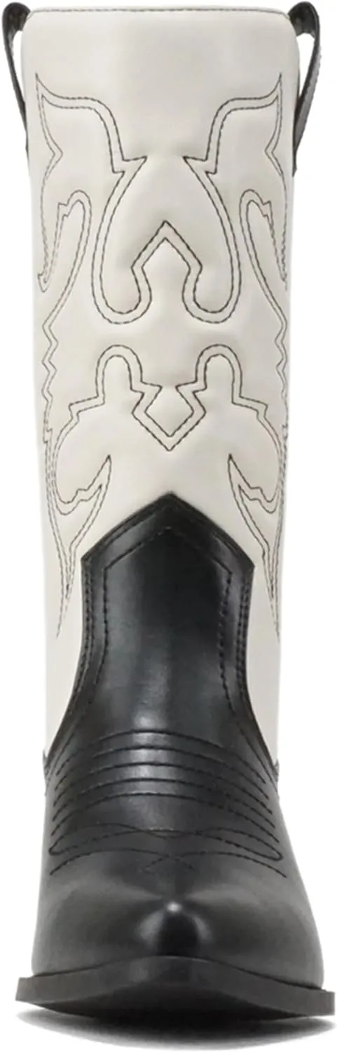 Soda Red Reno Western Cowboy Pointed Toe Knee High Pull On Tabs Boots All-White