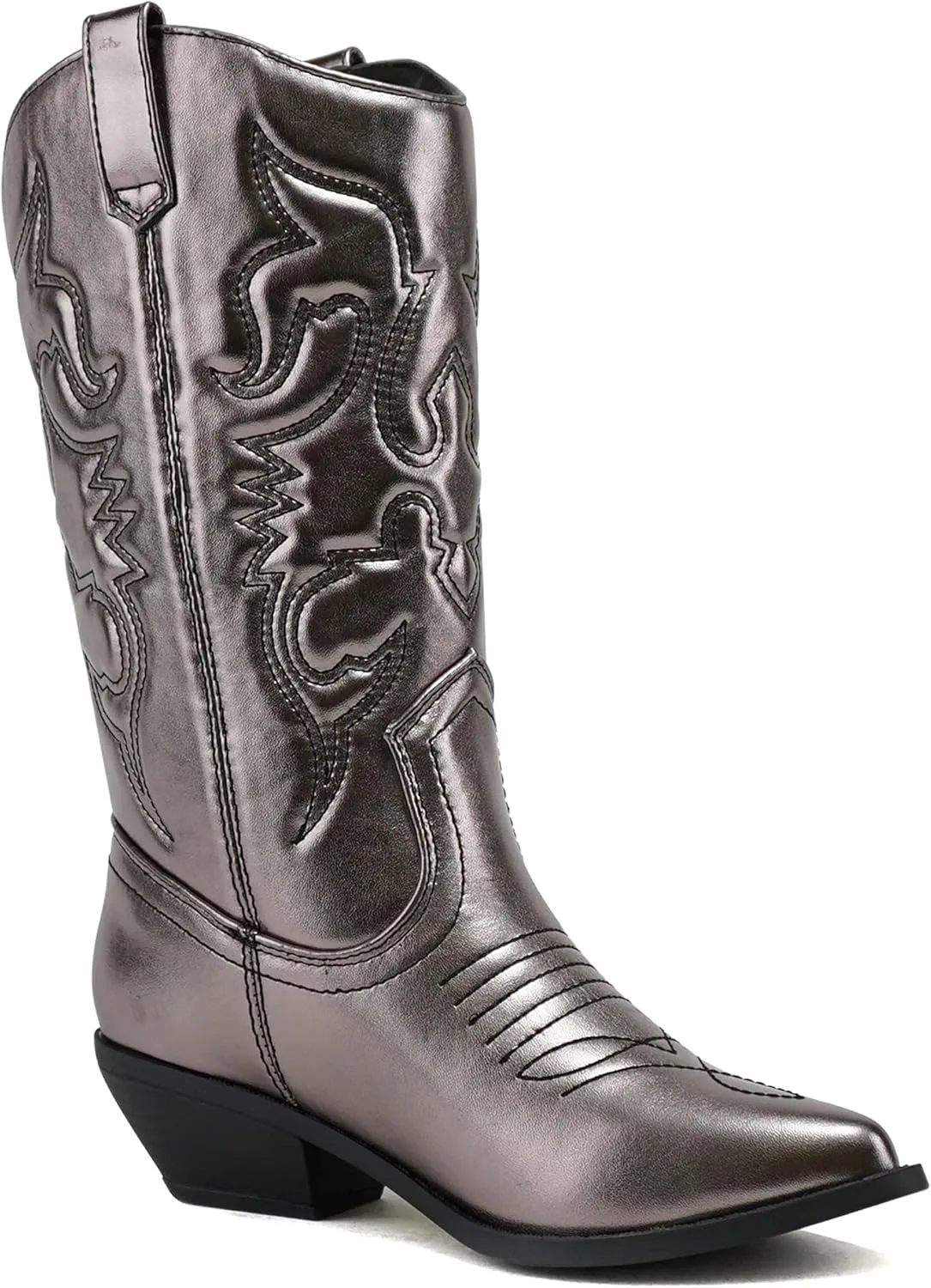 Soda Red Reno Western Cowboy Pointed Toe Knee High Pull On Tabs Boots All-White