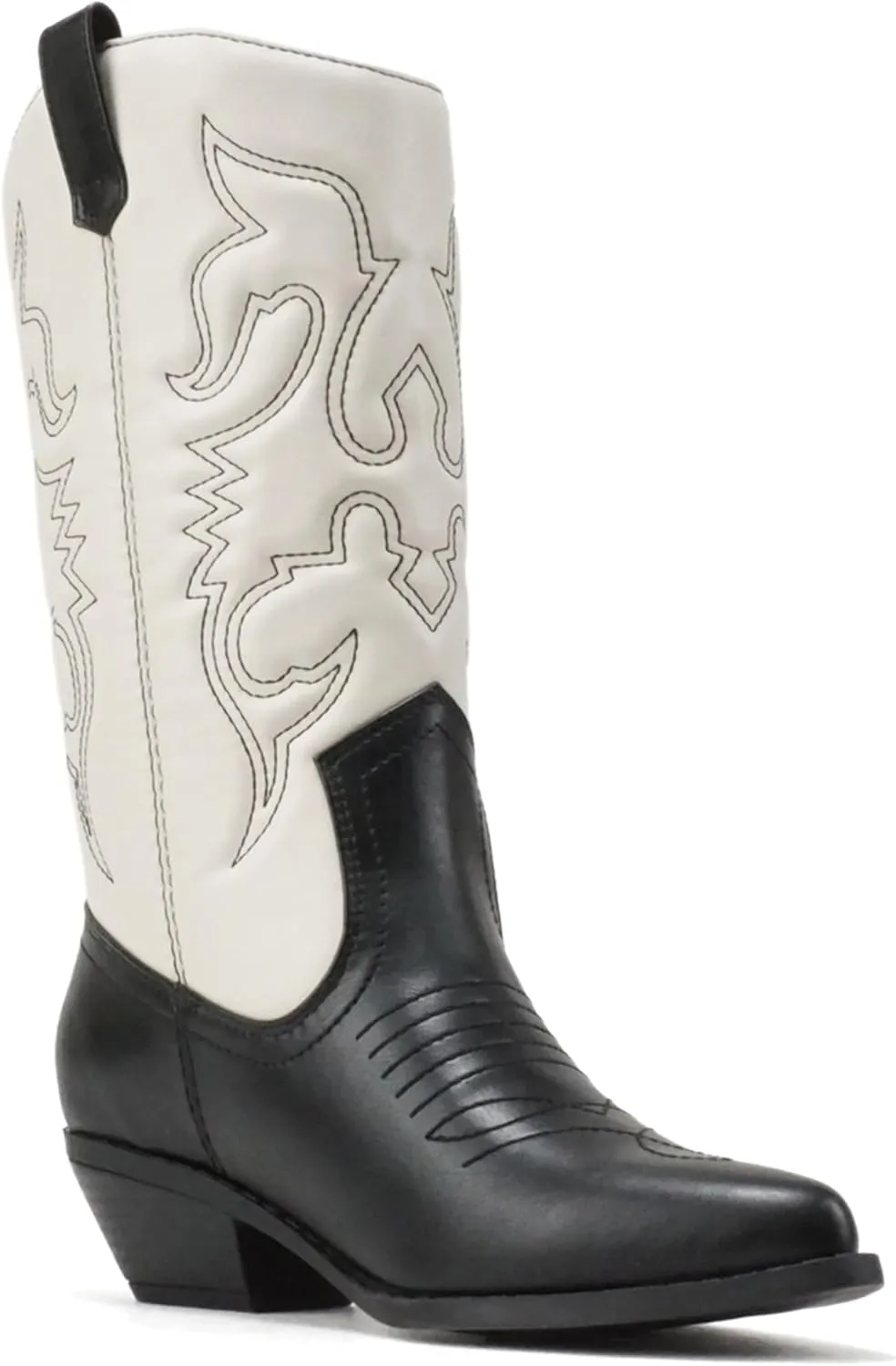 Soda Red Reno Western Cowboy Pointed Toe Knee High Pull On Tabs Boots All-White