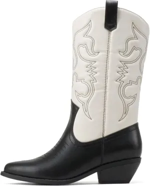 Soda Red Reno Western Cowboy Pointed Toe Knee High Pull On Tabs Boots All-White