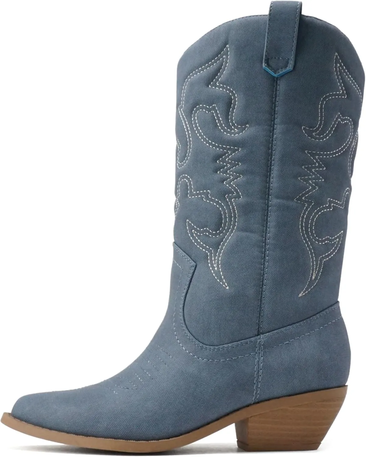 Soda Red Reno Western Cowboy Pointed Toe Knee High Pull On Tabs Boots All-White