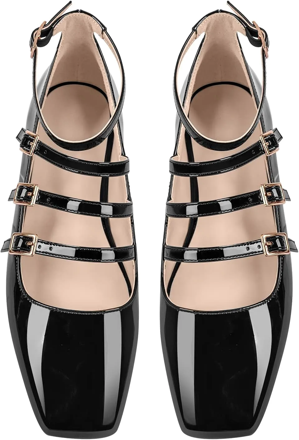 Square Toe Buckle Strap Mary Jane Flats