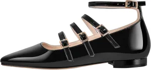 Square Toe Buckle Strap Mary Jane Flats