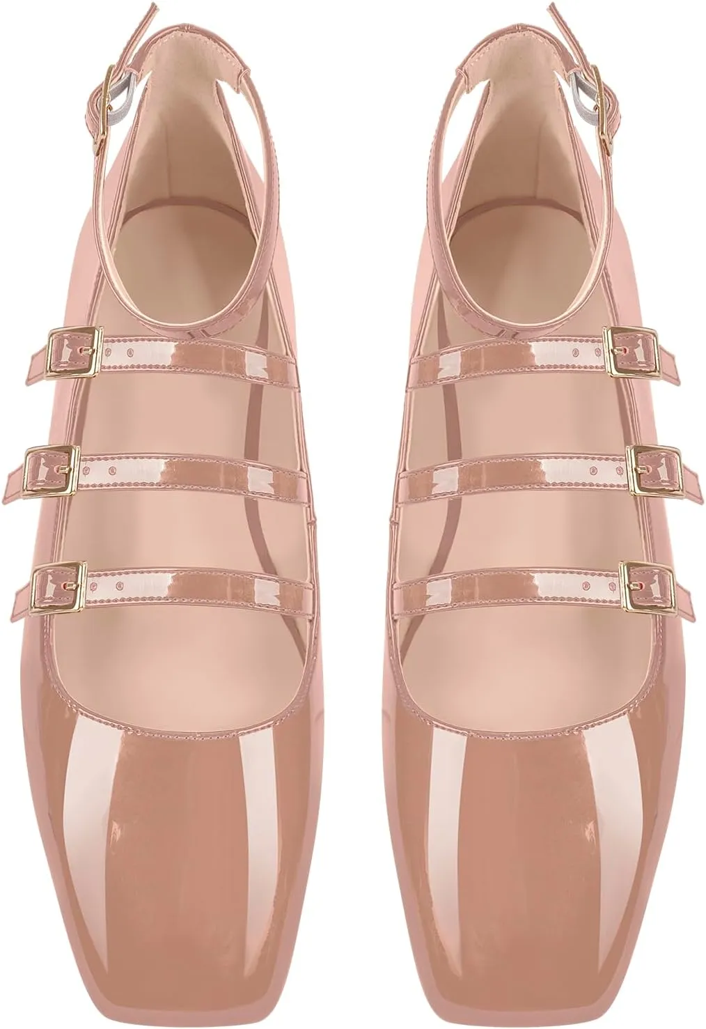 Square Toe Buckle Strap Mary Jane Flats