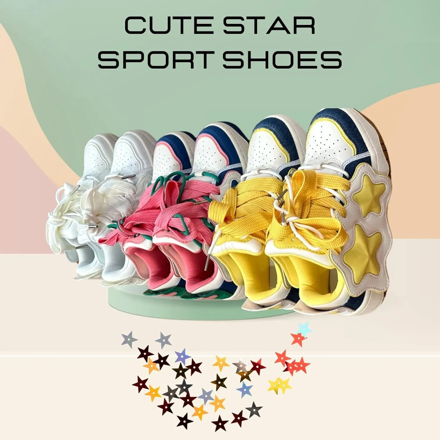 Star Badge Shoes, Ideal for Holiday, Breathable Mesh, Women's Sport Sneakers, Sneakers for Women Walking Shoes