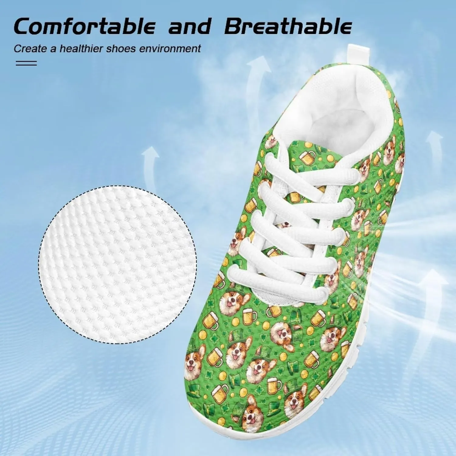 St.Patrick's Day Themed Sport Sneakers for Boys Girls Kids Casual Active Shoes for School