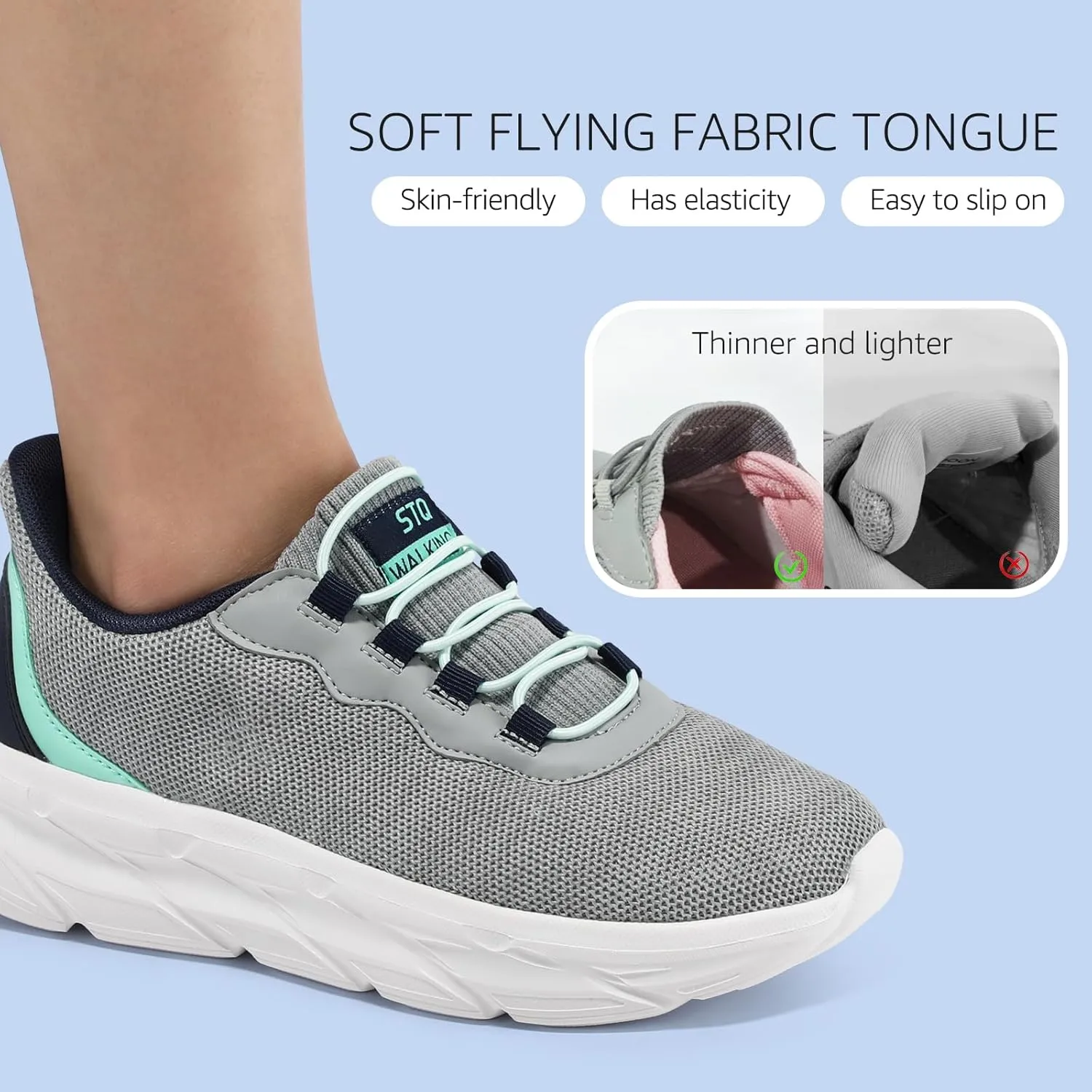 STQ Women's Slip On Walking Shoes Active Cushion Comfortable Tennis Breathable Non Slip Athletic Gym Workout Cross Training Sneakers