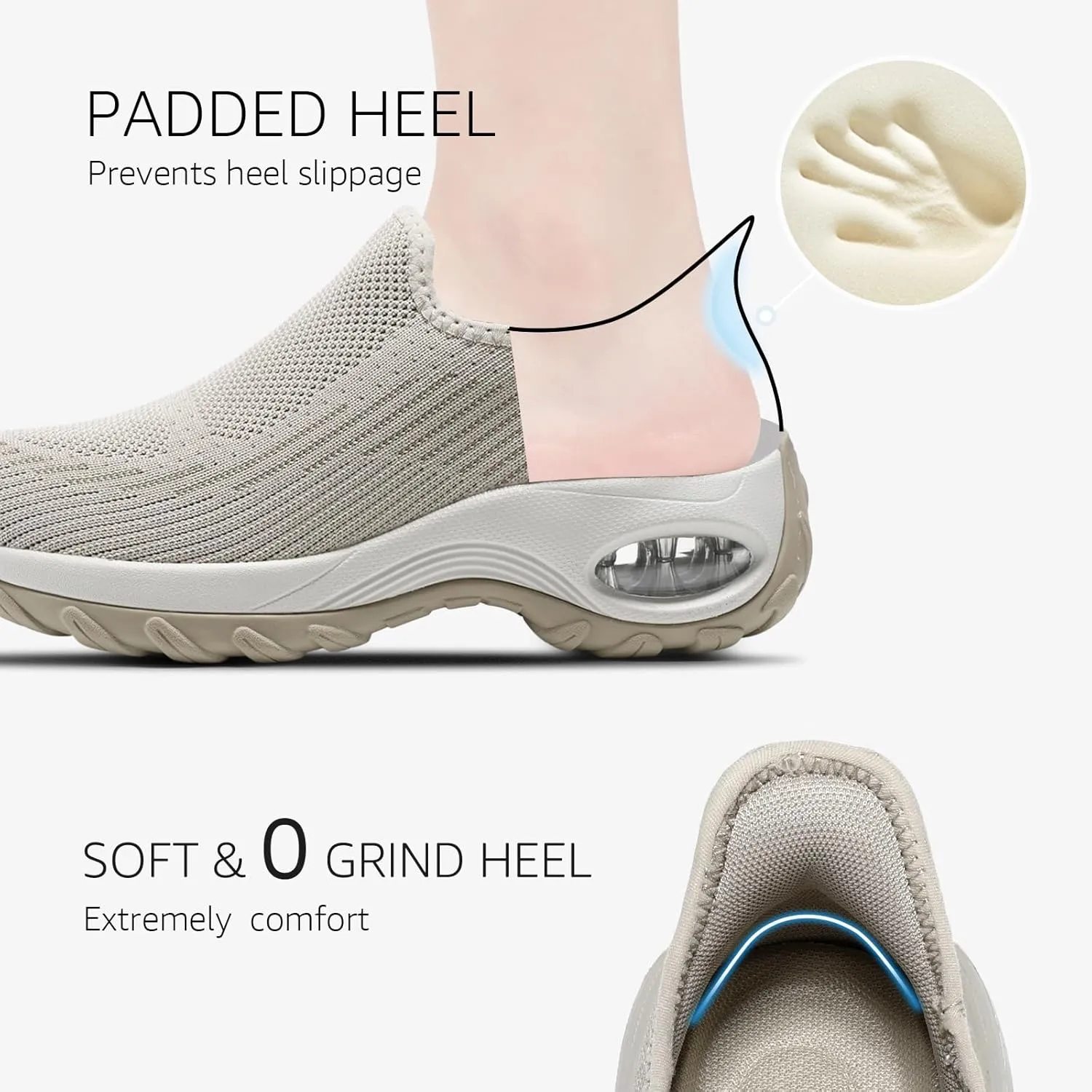 STQ Womens Slip on Walking Shoes Air Cushion Comfortable Supportive Orthopedic Nursing Sneakers for Plantar Fasciitis