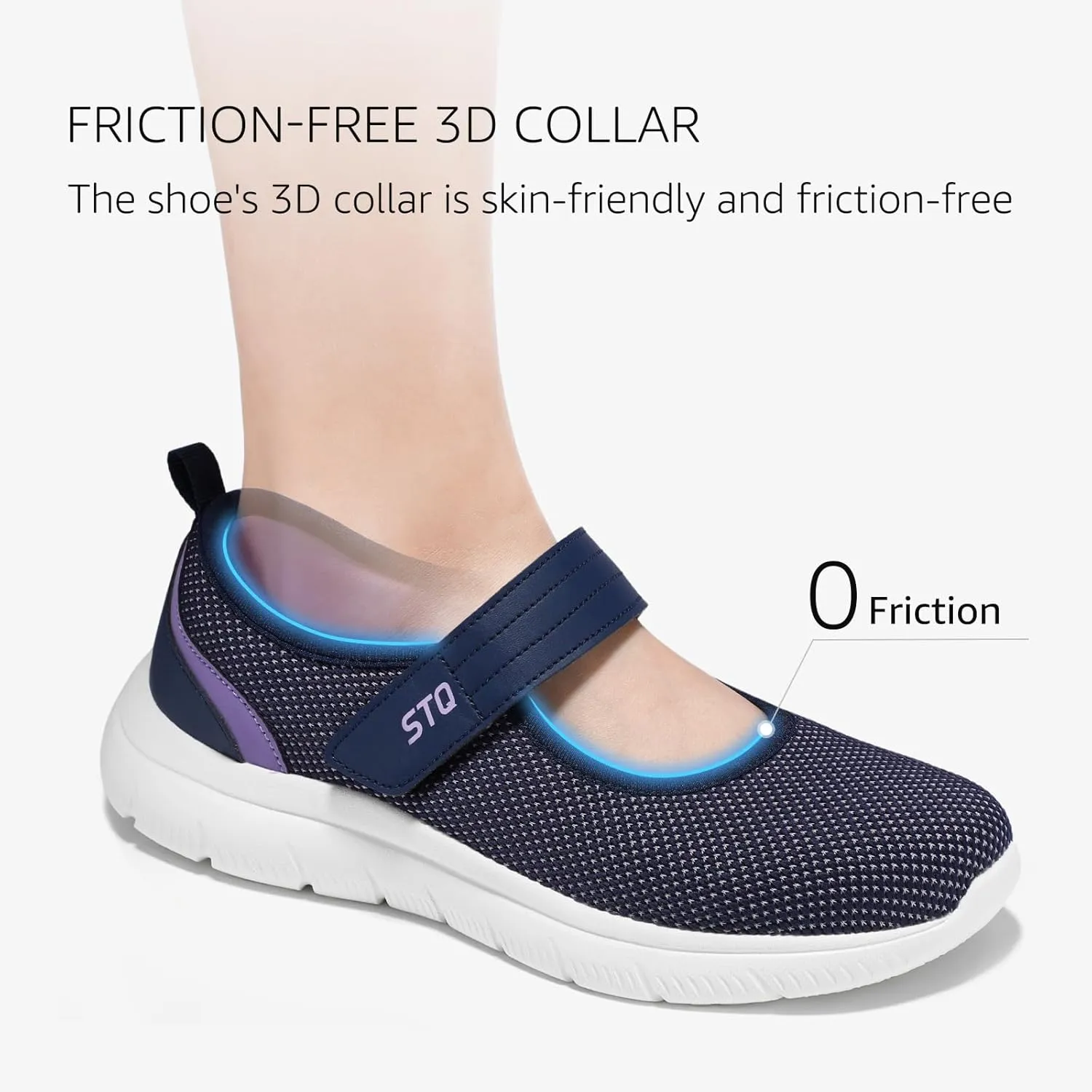 STQ Womens Walking Shoes Orthopedic Shoes Adjustable Non Slip Mary Jane Shoes