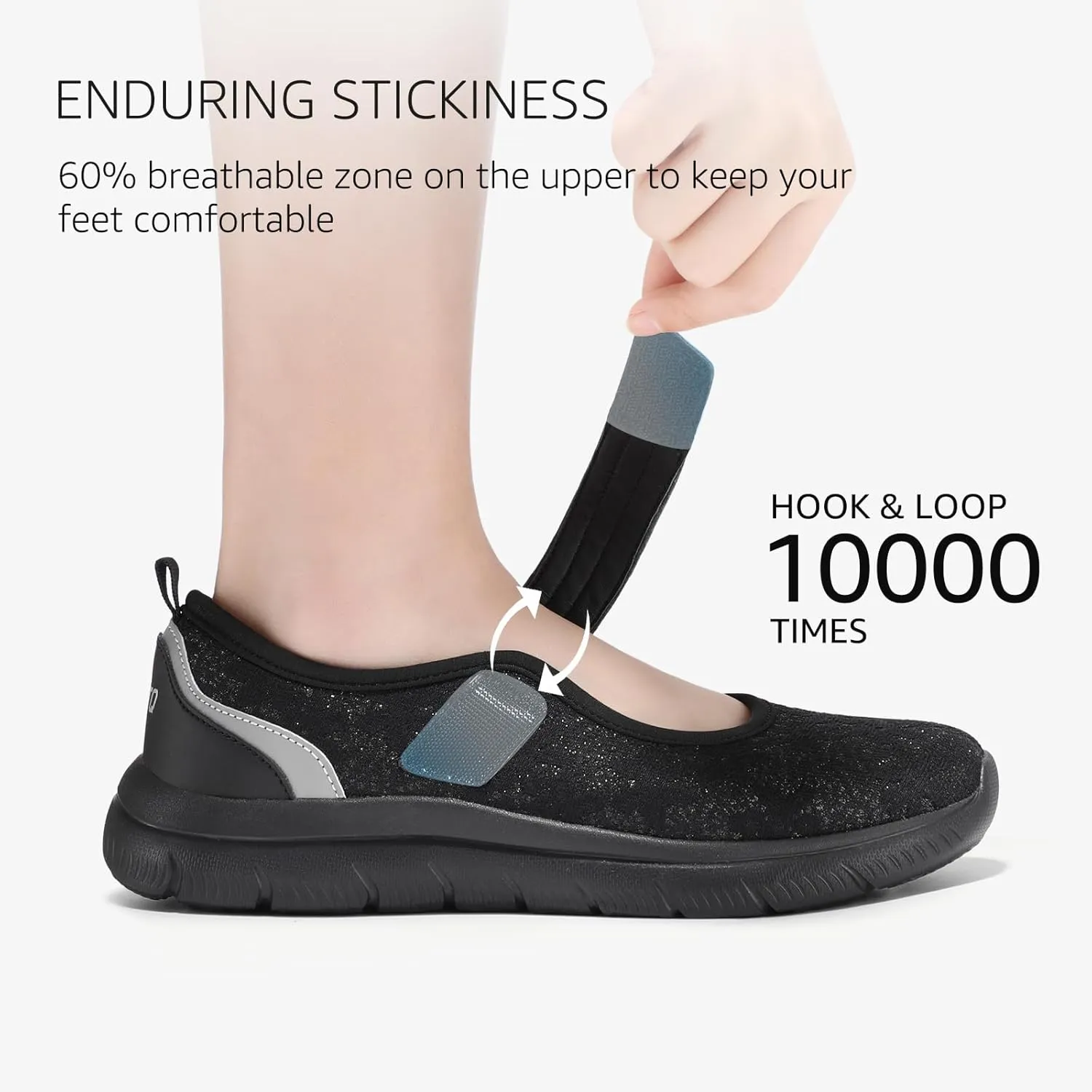 STQ Womens Walking Shoes Orthopedic Shoes Adjustable Non Slip Mary Jane Shoes