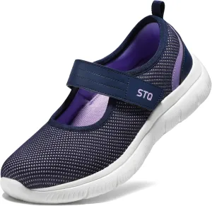 STQ Womens Walking Shoes Orthopedic Shoes Adjustable Non Slip Mary Jane Shoes