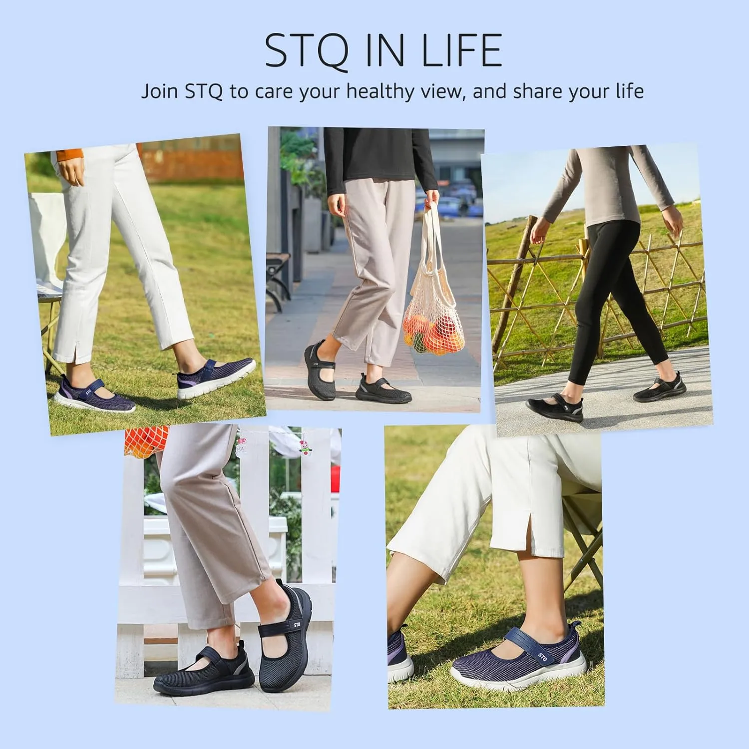 STQ Womens Walking Shoes Orthopedic Shoes Adjustable Non Slip Mary Jane Shoes