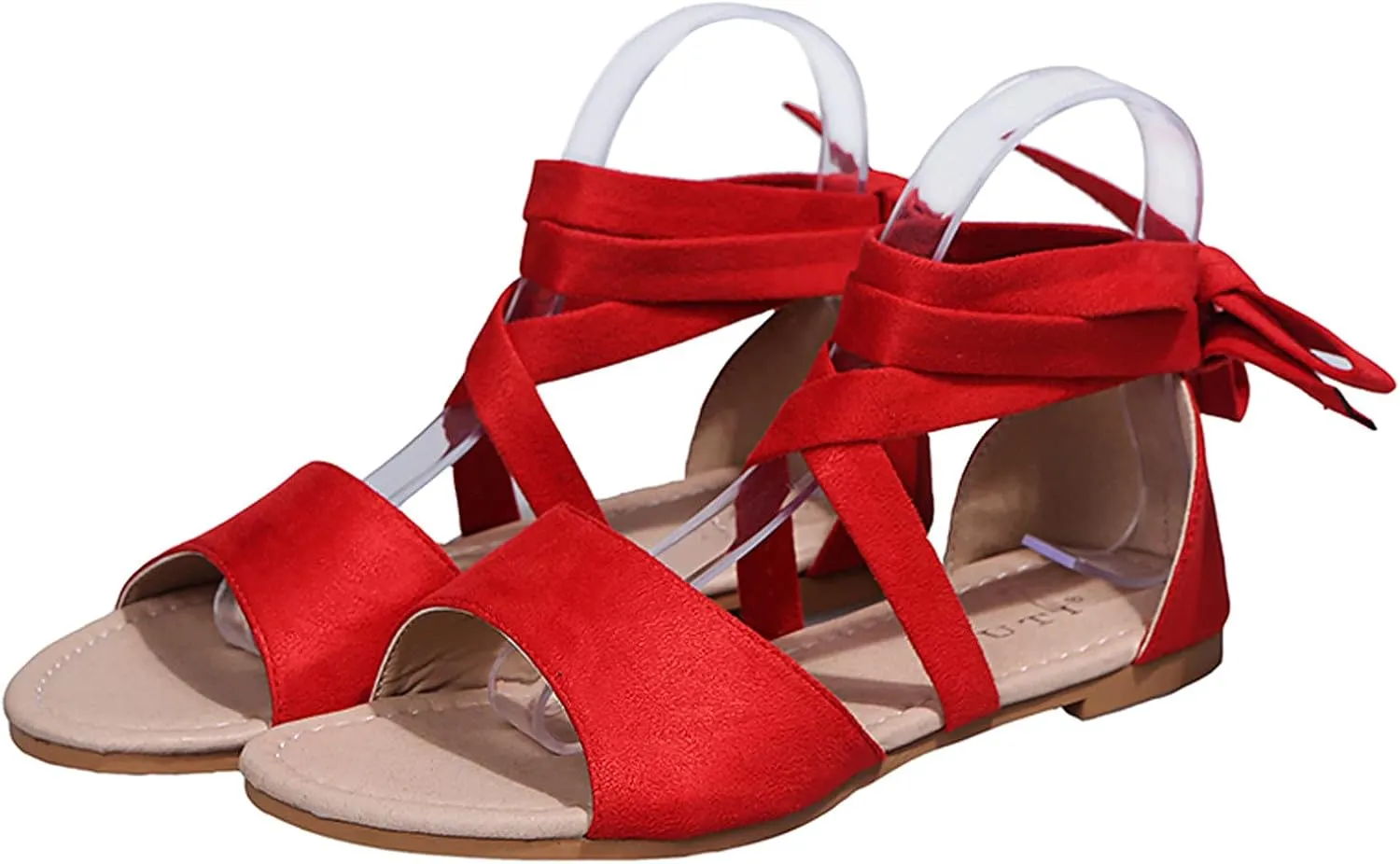 Strappy Sandals for Women Flats,Summer Casual Cross Straps Lace up Fish Mouth Open Toe Roman Sandalias Comfortable Trendy Elegant Ladies Shoes