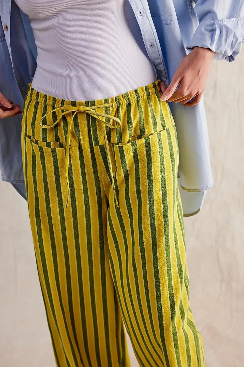 Striped Lounge Pants Womens Gingham Plaid Pajamas Pj Pants Y2k Drawstring Wide Leg Checkered Palazzo Pants Trousers