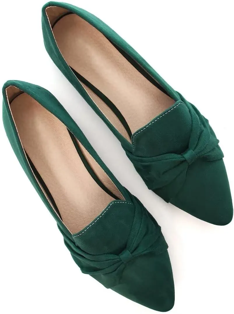 Stunner Classic Women's Pointed Toe Bowknot Ballet Flats Comfortable Cute Dress Flats