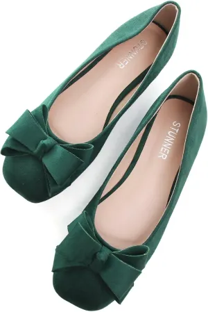 Stunner Women's Ballet Flats Fashion Classic Comfort Square Toe Slip-On Flats Wide Width Flat Shoes