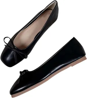 Stunner Women's Ballet Flats Fashion Classic Comfort Square Toe Slip-On Flats Wide Width Flat Shoes