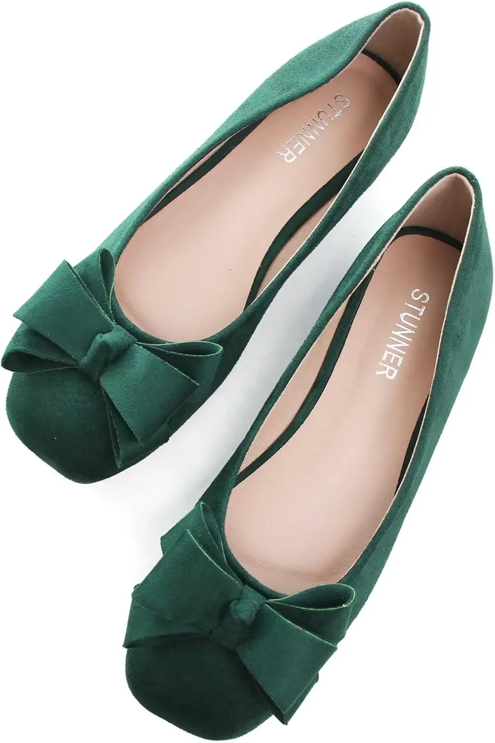 Stunner Women's Ballet Flats Fashion Classic Comfort Square Toe Slip-On Flats Wide Width Flat Shoes
