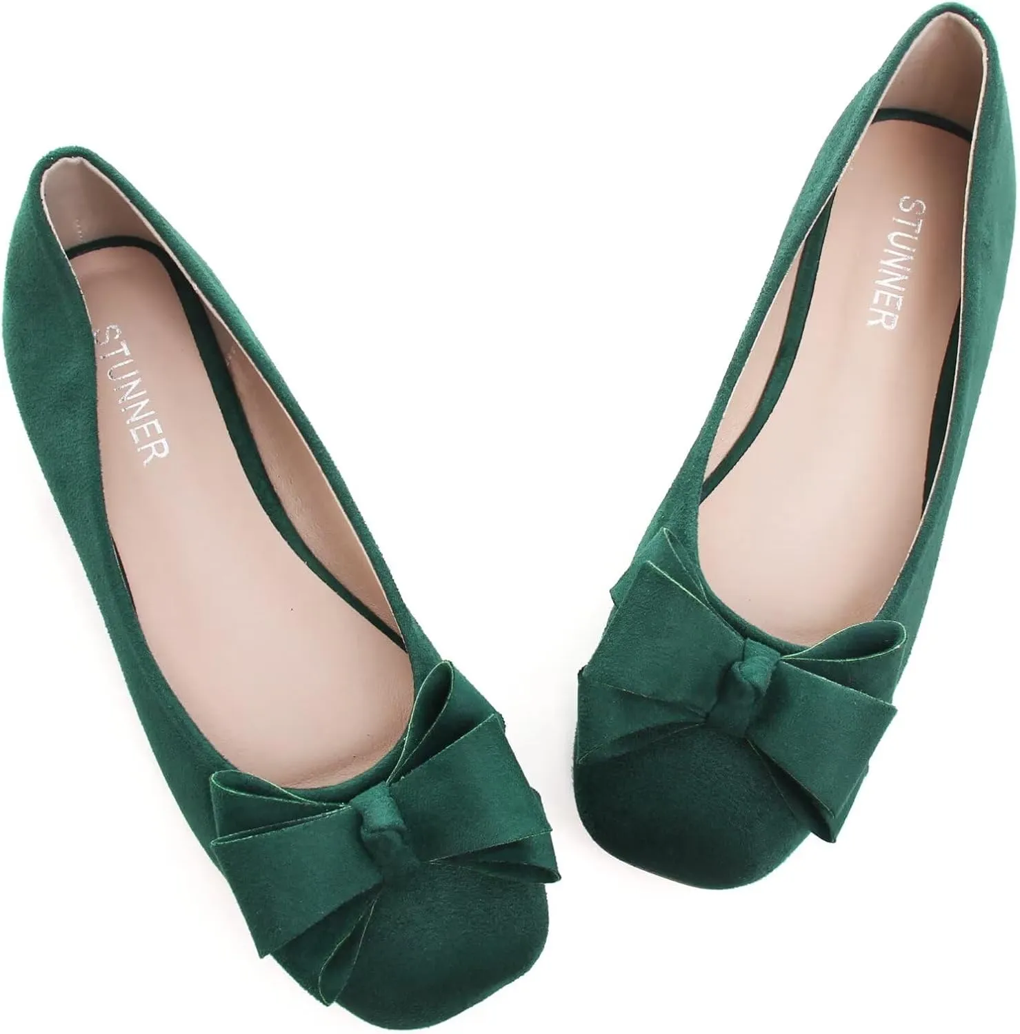 Stunner Women's Ballet Flats Fashion Classic Comfort Square Toe Slip-On Flats Wide Width Flat Shoes