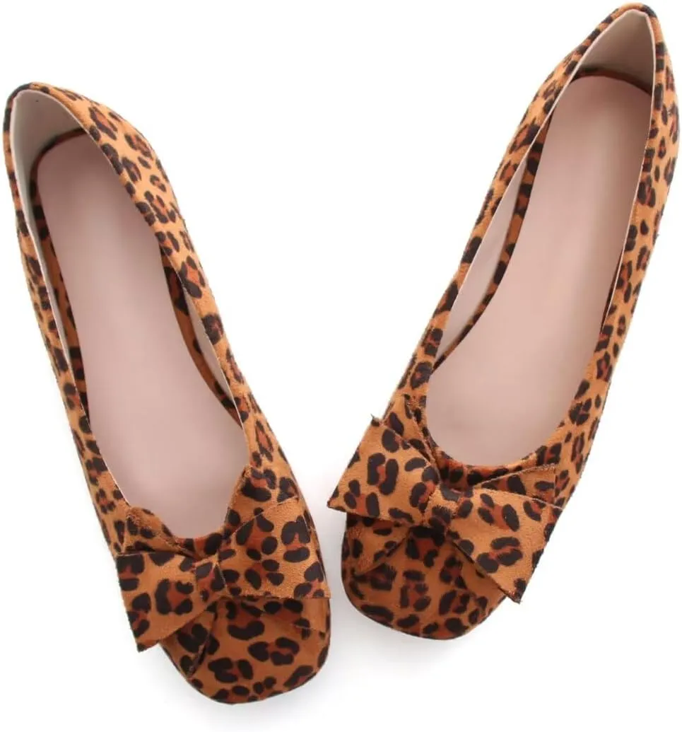 Stunner Women's Casual Flats Square Toe Bowknot Ballet Flats Comfortable Slip On Wedding Dress Shoes