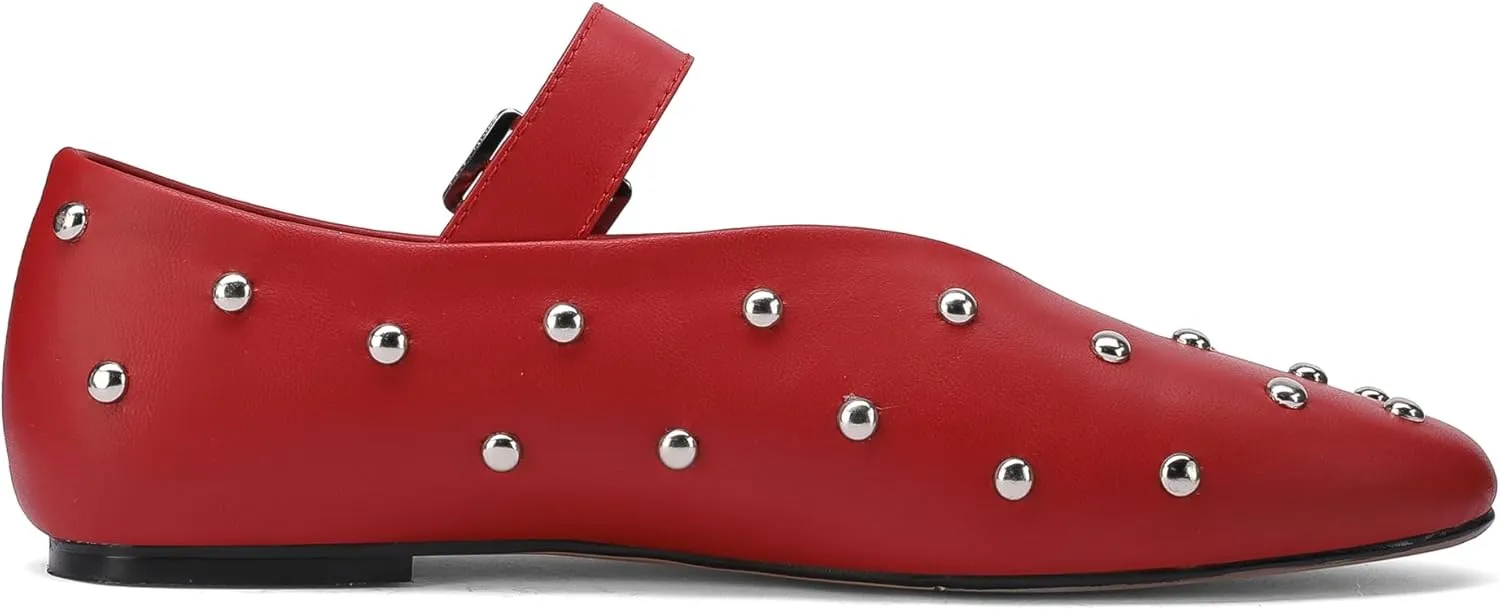 Stylish Mary Jane Studded Flats for Women Comfortable Ballet Buckled Ballerina Shoes for Work, Office, Party, or Daily Shoes