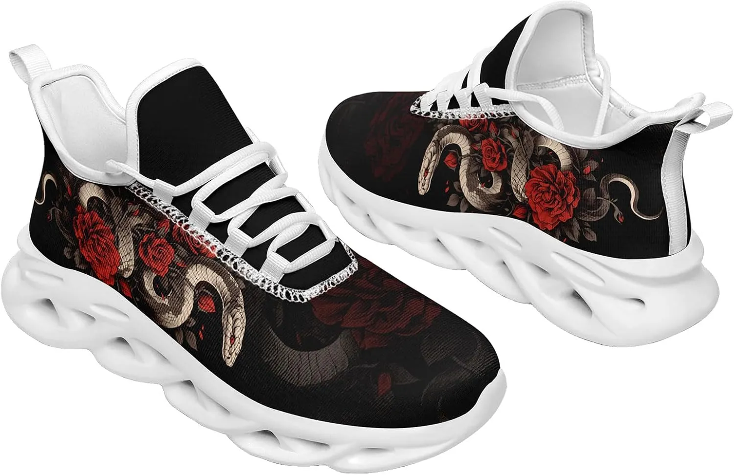 Stylish Snake Sneakers for Men Women Fashion Chinese Year Shoes Lightweight Breathable Athletic Running Sports Shoes