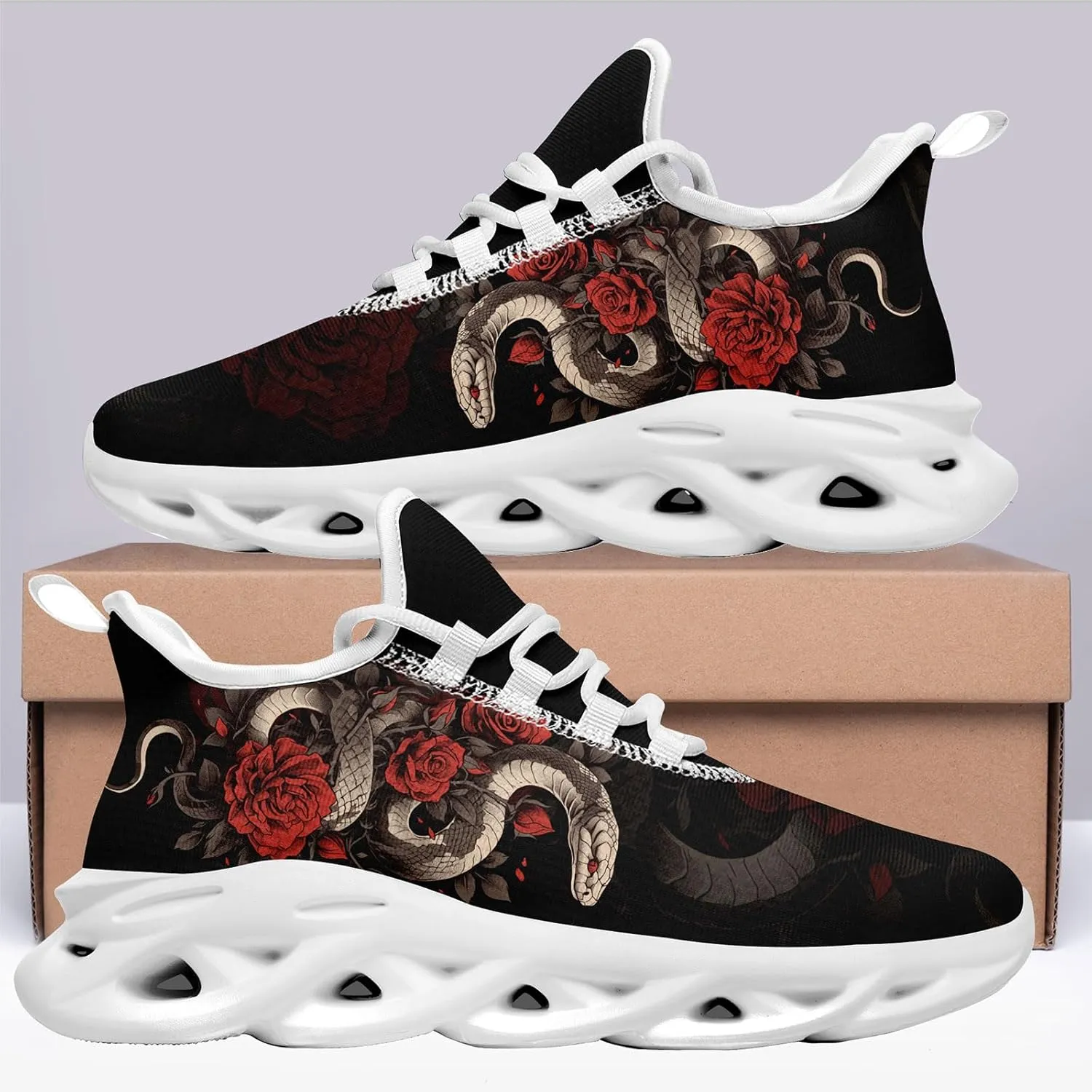Stylish Snake Sneakers for Men Women Fashion Chinese Year Shoes Lightweight Breathable Athletic Running Sports Shoes