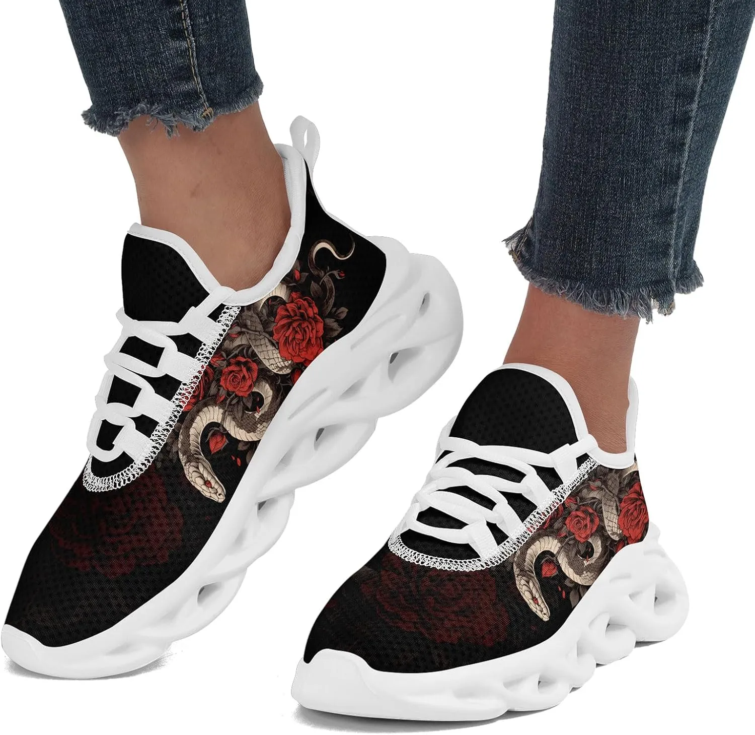 Stylish Snake Sneakers for Men Women Fashion Chinese Year Shoes Lightweight Breathable Athletic Running Sports Shoes