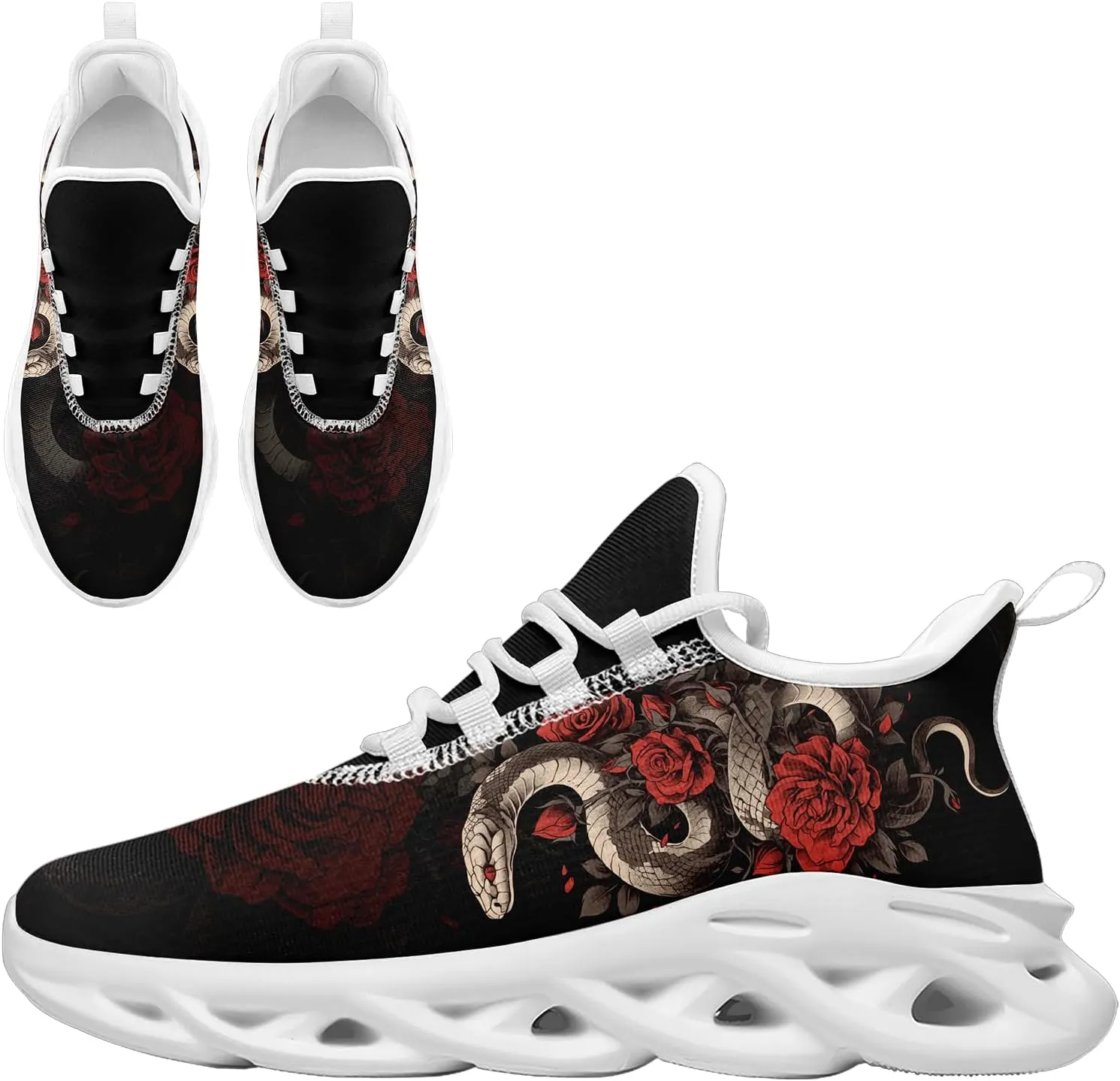 Stylish Snake Sneakers for Men Women Fashion Chinese Year Shoes Lightweight Breathable Athletic Running Sports Shoes