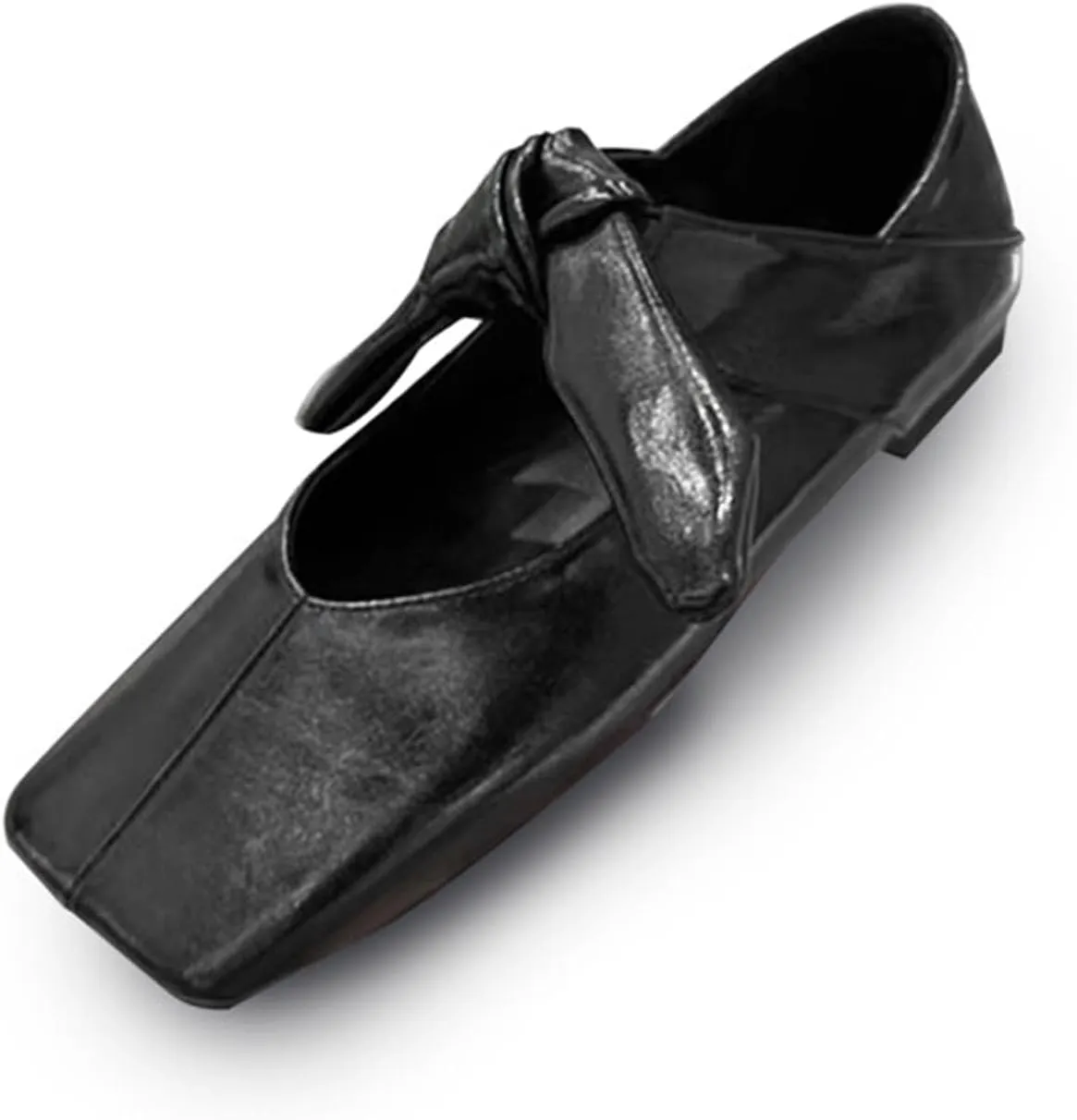 Stylish Square Toe Ballet Flats for Women, Elegant Bow Knots Mary Jane Slip-On Metallic Ballerina Shoes, Comfortable and Fashionable Footwear for Everyday Wear